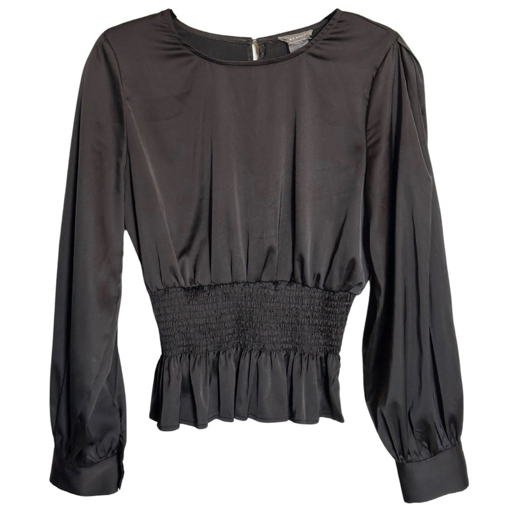 Sans Souci Silk Peplum Top Women’s Black Large